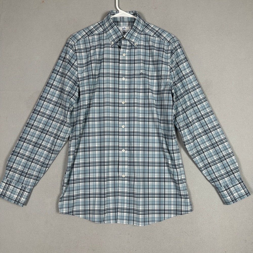 Southern Tide Shirt Mens Small Intercoastal Blue Plaid Performance Button Down